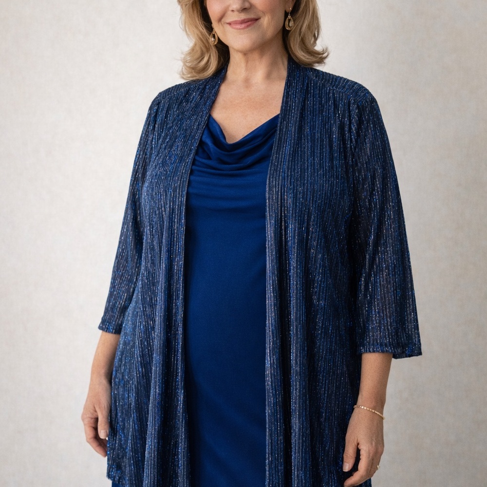 Connected Apparel‎ Blue Long Sleeve Dress